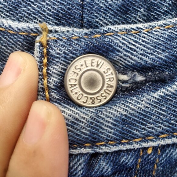 Levis Jeans Womens 27 Blue 501 90s Button Fly Straight Leg Denim - Picture 13 of 14
